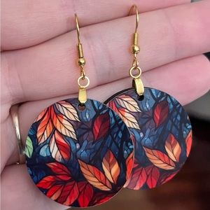 Fall Leaves Round Earrings